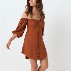 Spell Terracotta Off-Shoulder Mini Dress